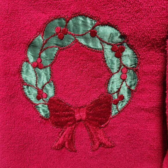 Christmas Holiday Towels Vintage Cotton USA Embroidered Applique Joy Wreath 4Set - Picture 2 of 9